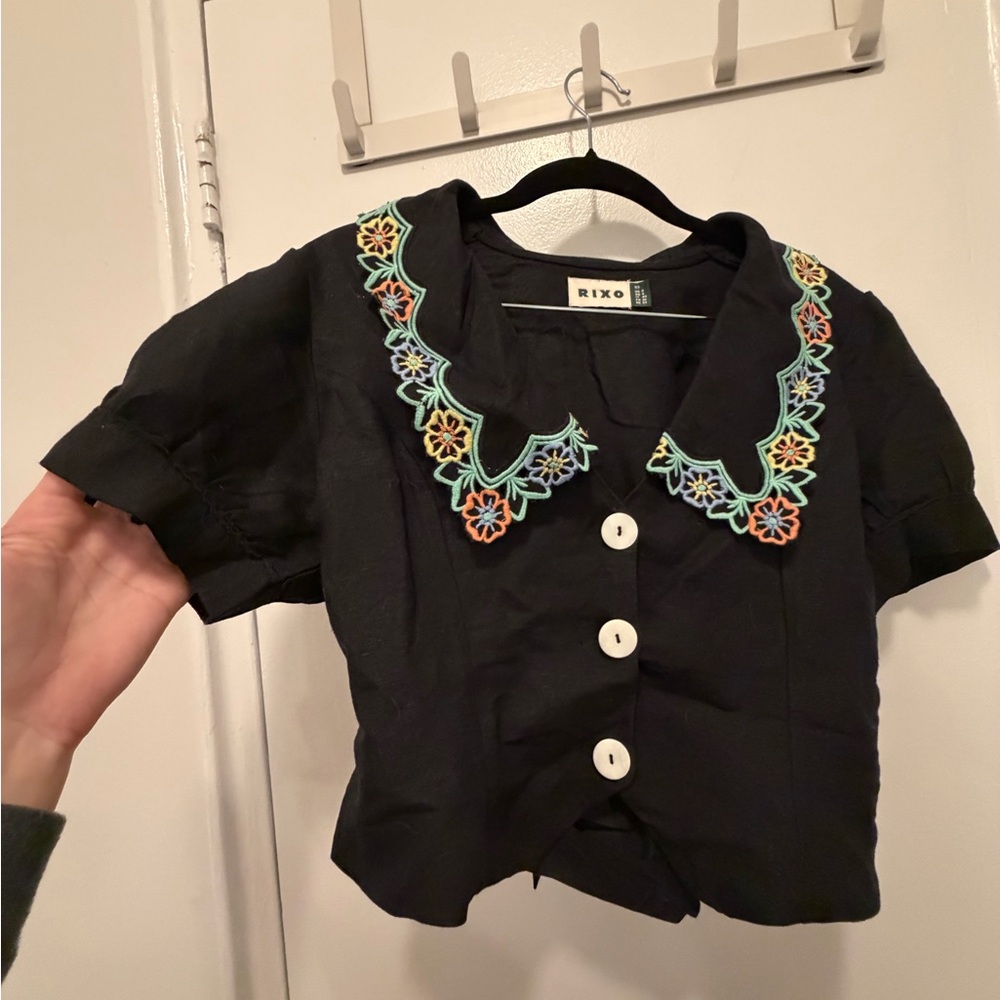 Rixo Zinia Linen Blend Top - Picture 5 of 7